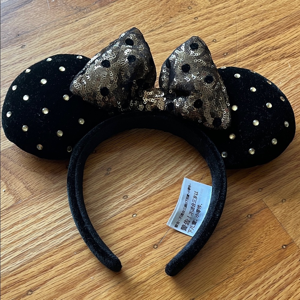 Disney Black and Gold Polka Dot Minnie Ears